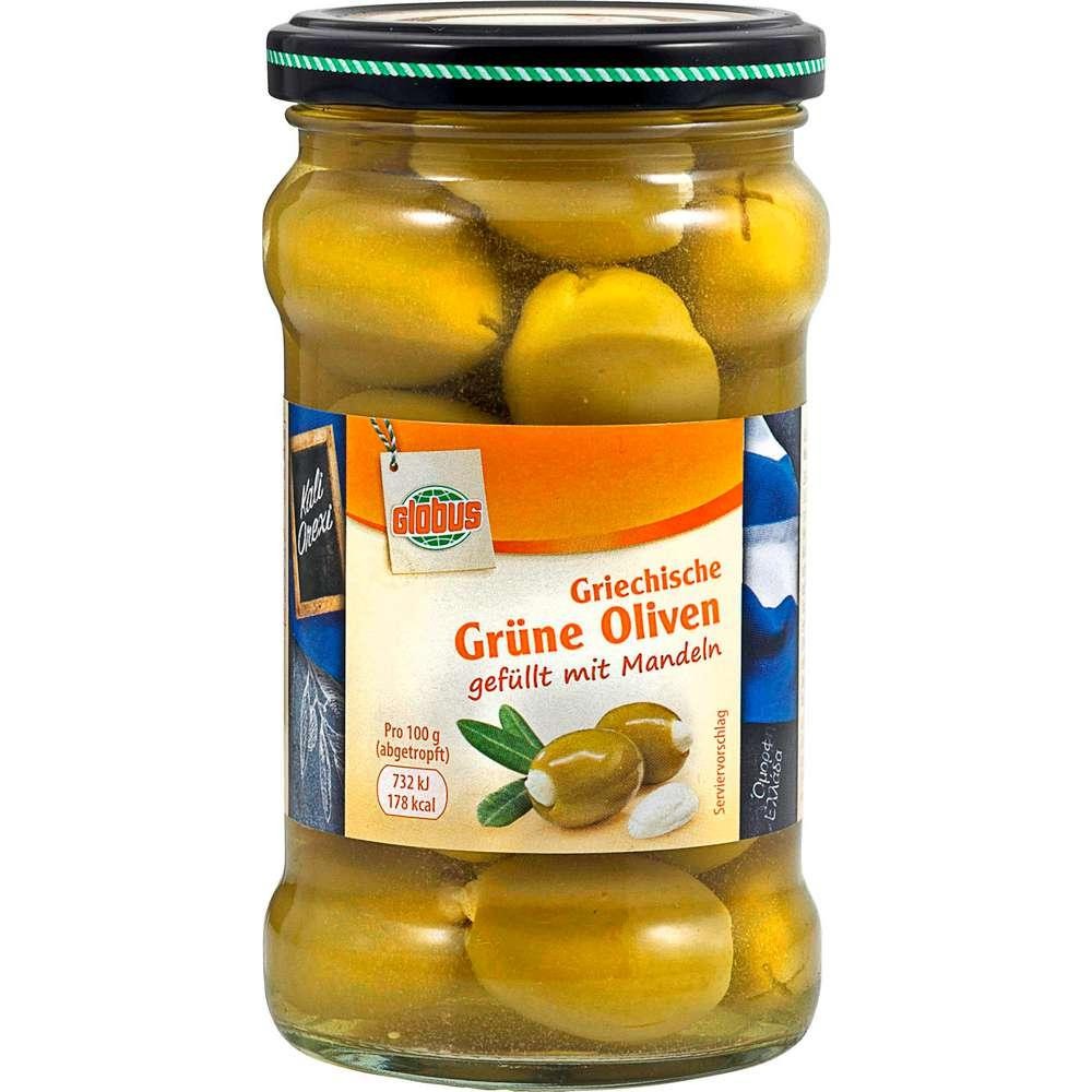 Greek green olives stuffed with almonds
