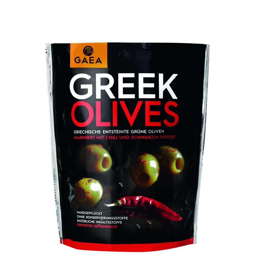 Greek olives, chili/pepper