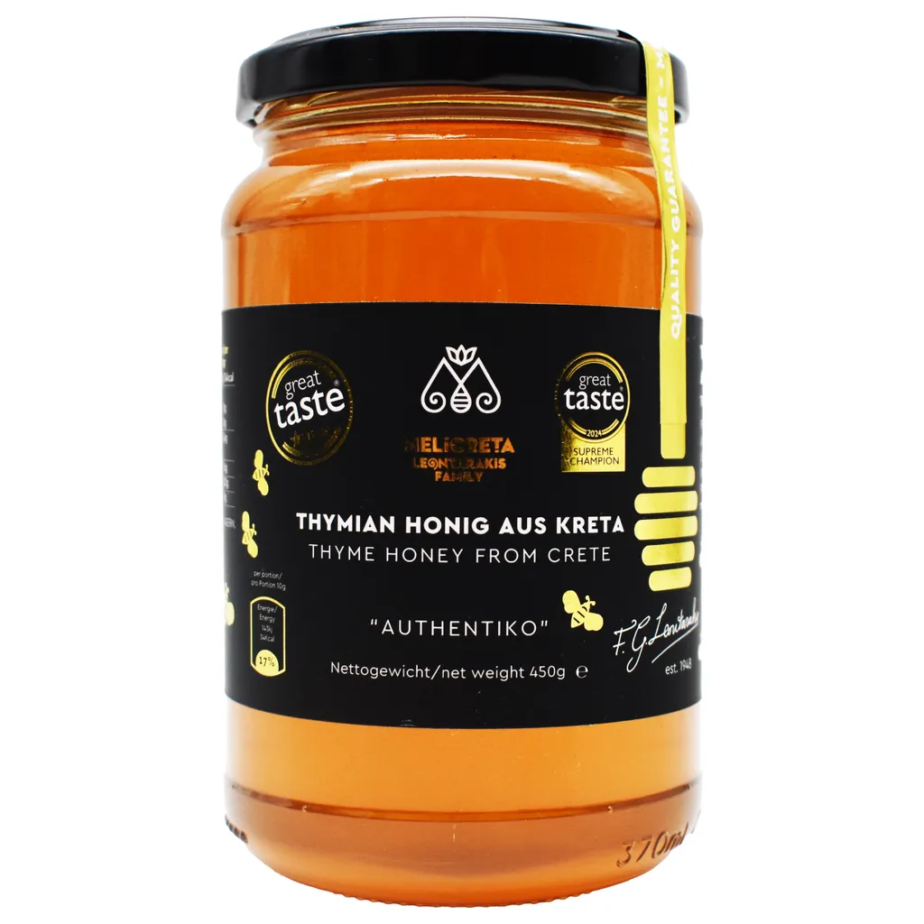 Griechischer Thymian Honig aus Kreta – Naturrein & unverfälscht – Tradition seit 1948 (450 g)