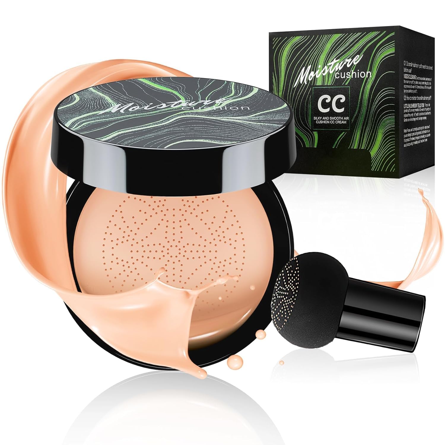 Mushroom Head Air Cushion CC Cream, Mushroom Head Air Cushion CC Cream, BB Cream Moisturizing and Brightening Cushion Foundation Concealer Make Up Beauty Cream (04#Nude, 15g)