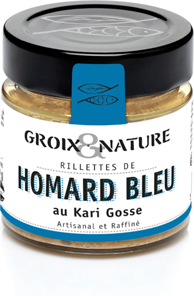 Groix et Nature, Französische Feinkost, Hummer Rillette mit Kari Gosse, mit Currypulver, bretonische Art, 100 g