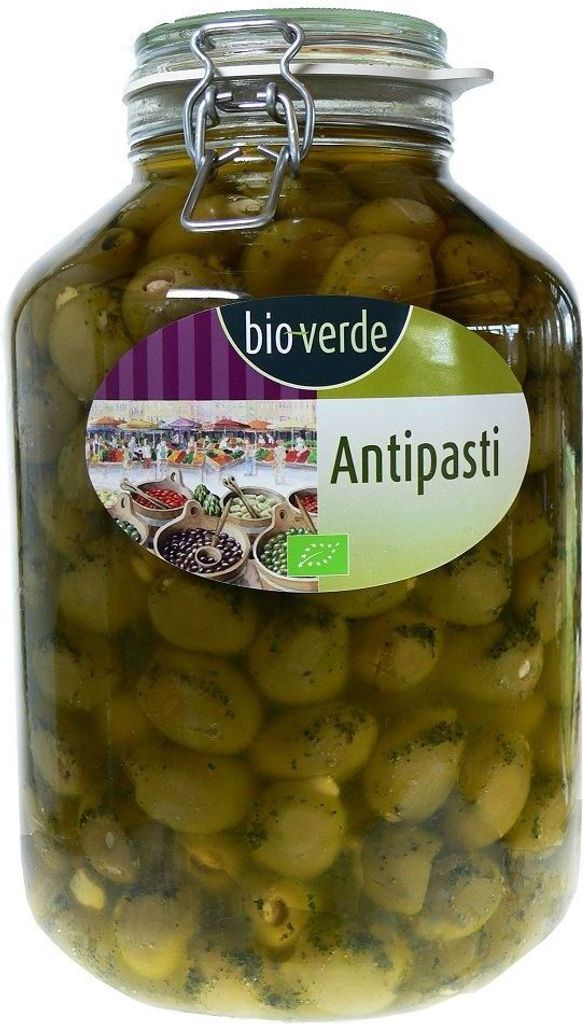GREEN OLIVES STUFFED WITH ALMONDS AND HERBS IN OIL 4.75 kg (JAR) -VERDE