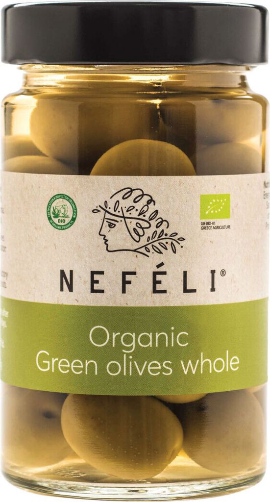 GREEN OLIVES WITH STONE INMARINET 300 g (165 g) - NEFELI