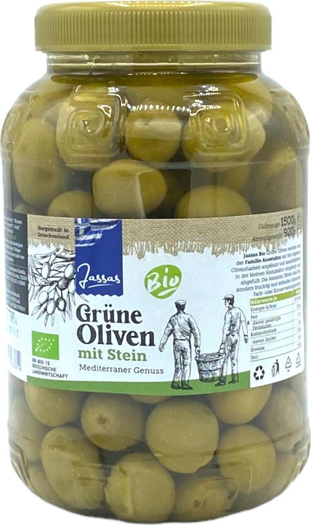 Green olives with stones 920g Jassas GR15