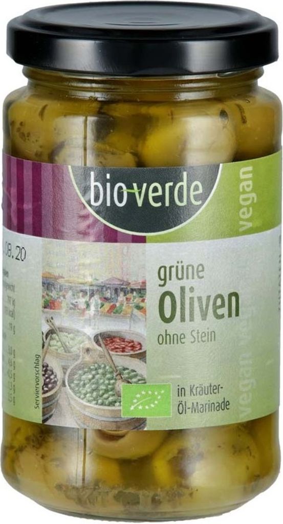 pitted green olives in herb-oil marinade 200g