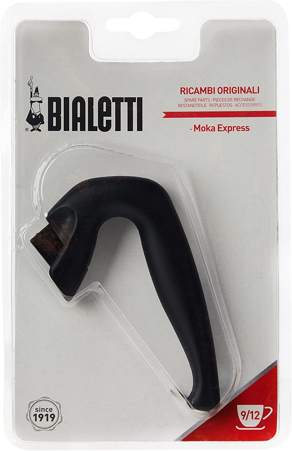 \'Bialetti 9 or 12 Cup Moka Express, Plastic Handle, Black