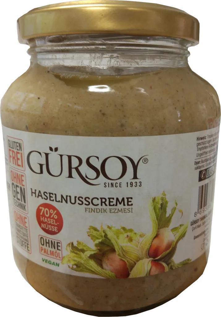 Gürsoy Haselnusscreme  70% Haselnussanteil 320g Brotaufstrich Gluten FREI