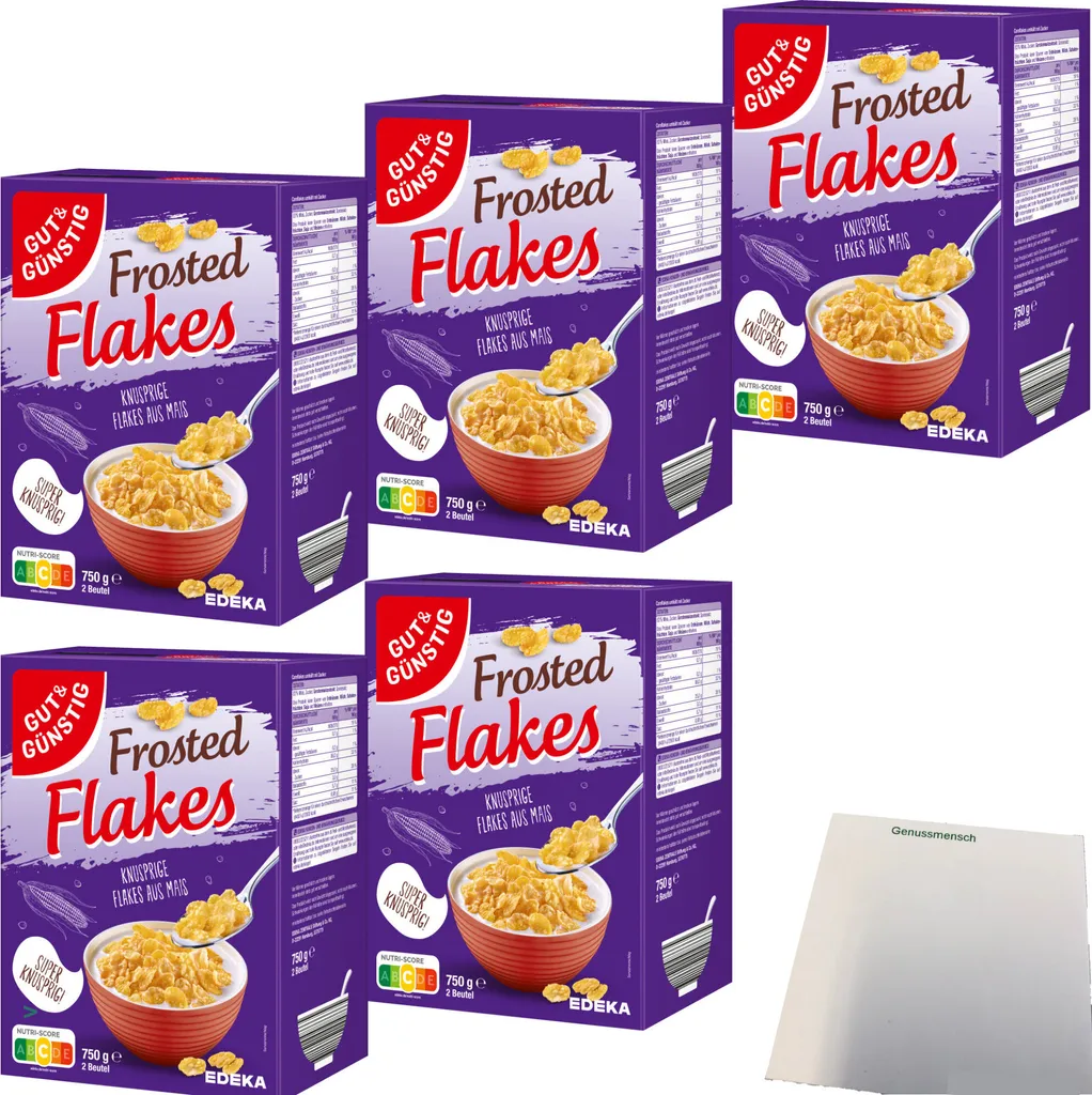 Gut& Frosted Flakes Crispy Flakes made from corn VPE (5x750g pack) + usy block