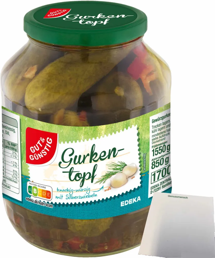 Gut& Cucumber pot crunchy and spicy with pearl onions (850g ATG) + usy Block