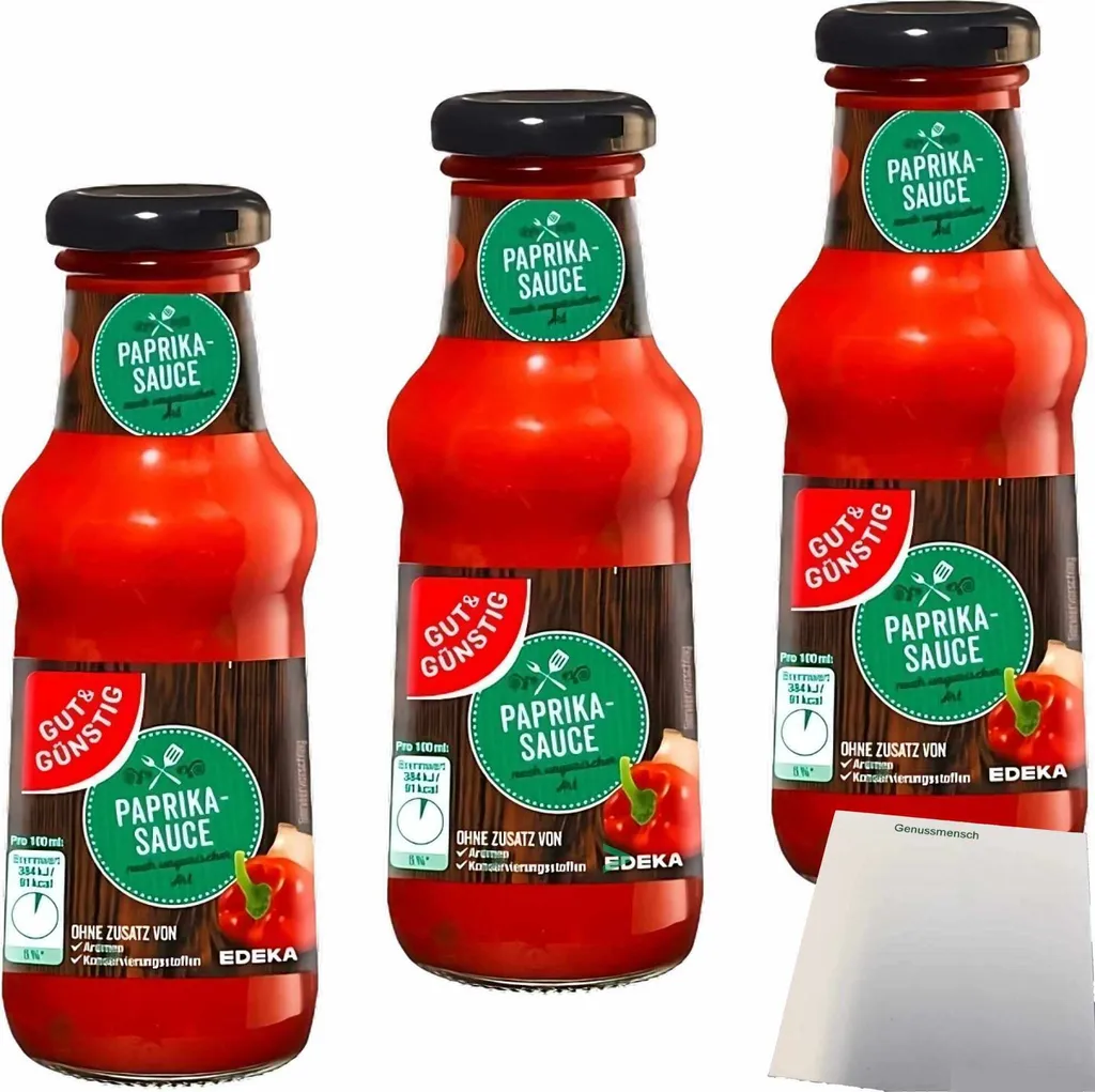Gut& Paprika Sauce Hungarian Style Fiery-Spicy 3-Pack (3x250ml Jar) + usy Block