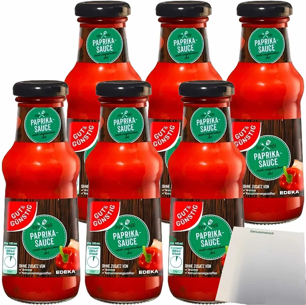 Gut& Paprika Sauce Hungarian Style Fiery-Spicy 6-Pack (6x250ml Jar) + usy Block