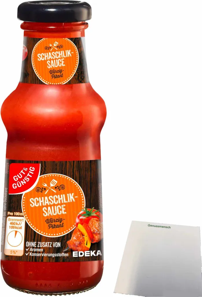 Gut& shashlik sauce spicy-piquant (250ml glass) + usy block