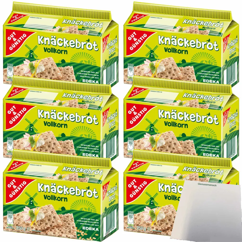 Gut& Wholegrain crispbread rich in fiber 6-pack (6x250g pack) + usy block