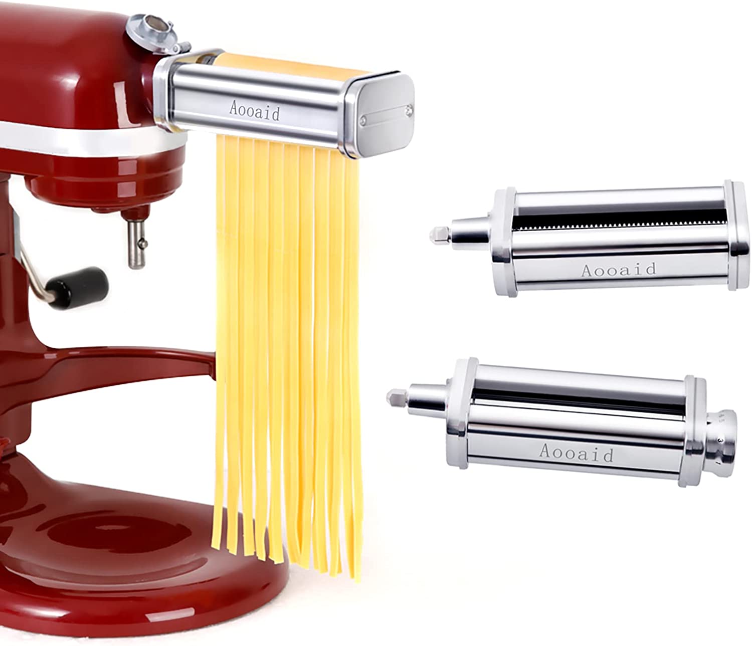 Aooaid Pasta Roller & Spaghetti Cutter, Fettuccine Cutter Attachment for Kitchenaid Stand Mixer