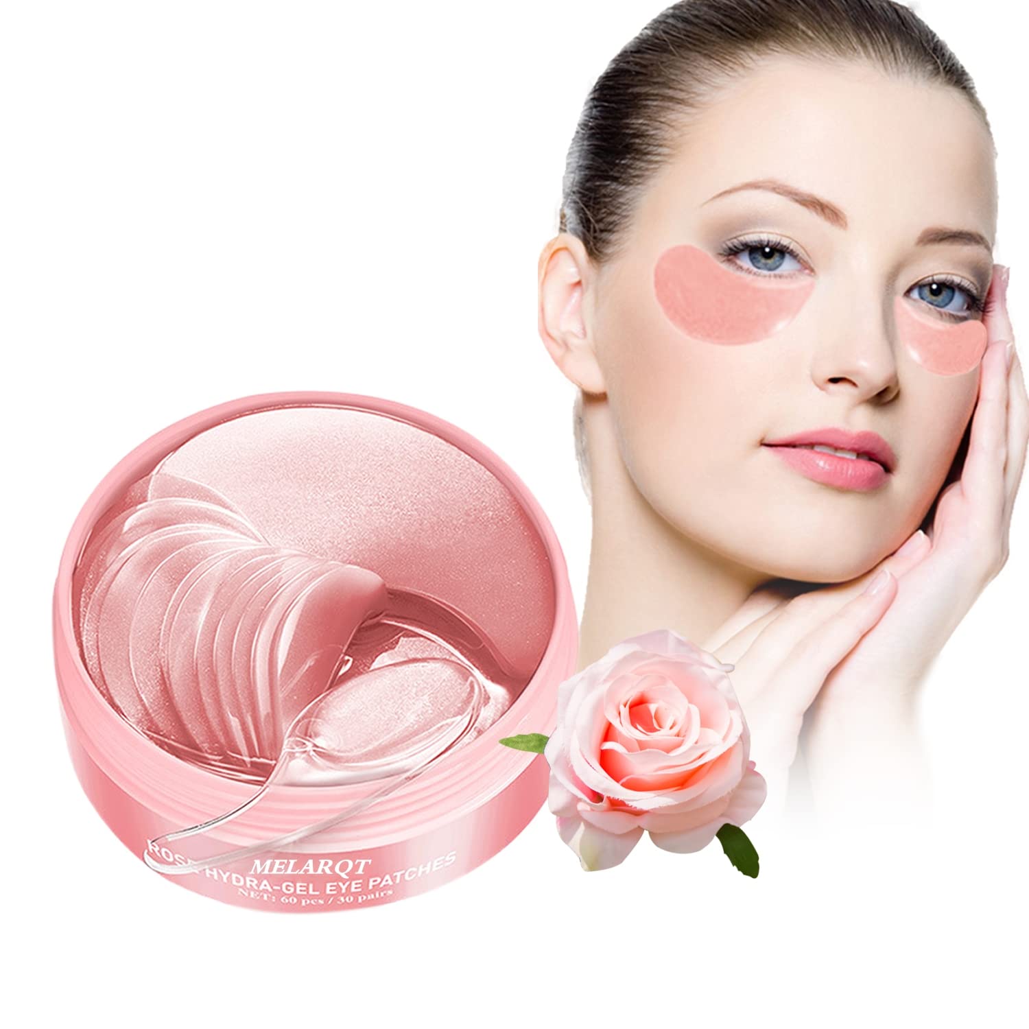 MELARQT Eye Pads Against Dark Circles, Hyaluron & Collagen Anti Aging Eye Pads, Collagen, ‎pink