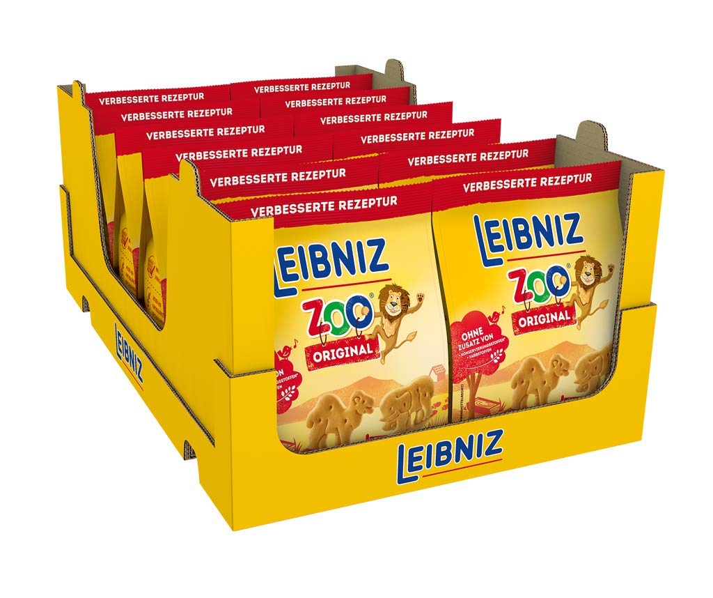 LEIBNIZ ZOO Original - 12er Pack – Mini-Butterkekse in lustigen Tier-Motiven für Kinder - ohne Palmöl – im Vorteilspack (12 x 125 g)