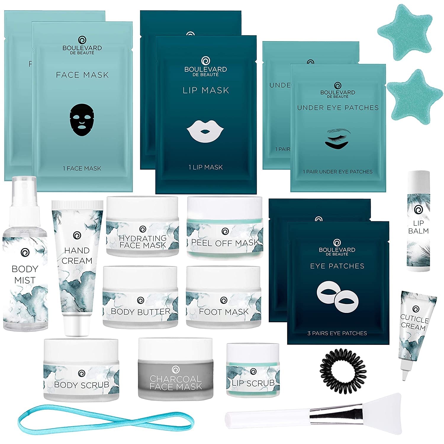 tradiero Wellness Set, Care and Gift Box with Masks, Creams, Scrubs, etc. - 24 Spa Applications and Care Products by BdBeauté for Face, Hands, Body and Feet - Limited Edition