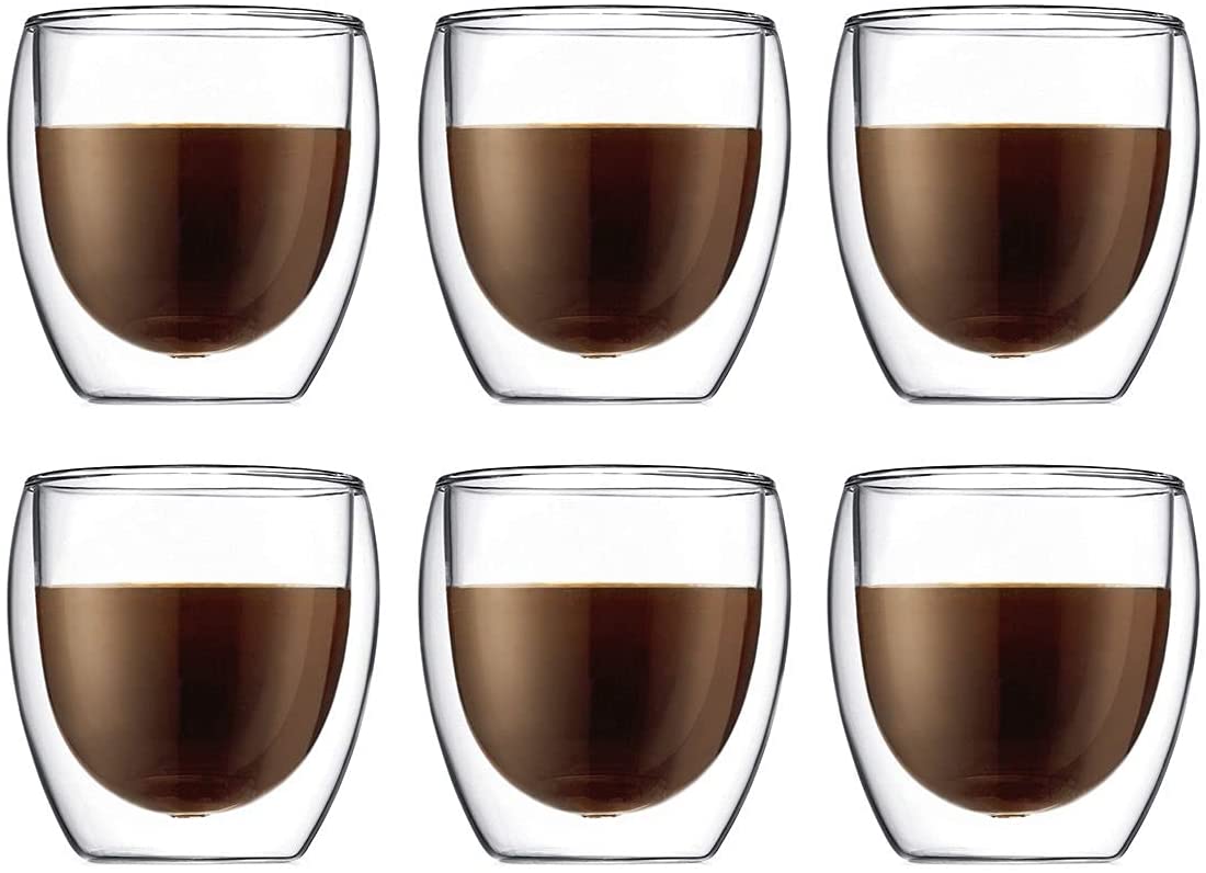 Bodumpavina espresso glasses set, double-wall, insulated, clear glasses