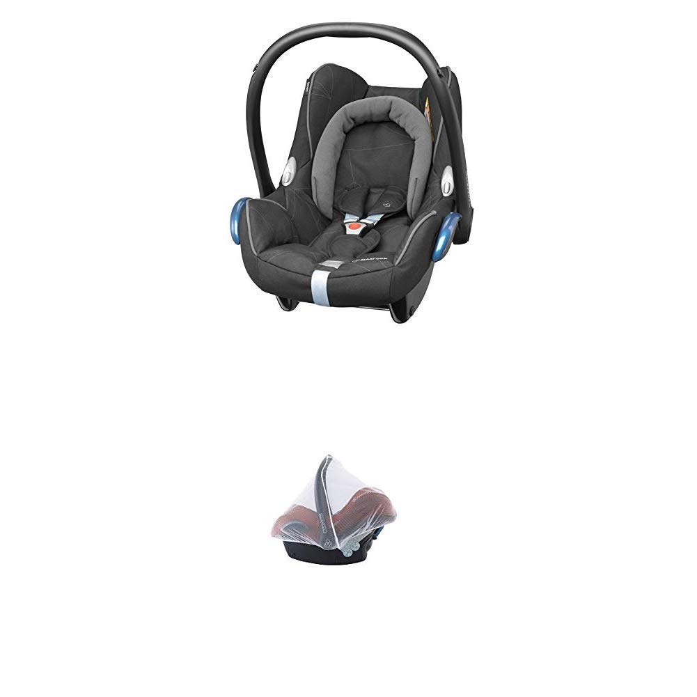 Maxi-Cosi Cabriofix Baby Car Seat Group 0+ (0-13 kg), Black Diamond (Black) without Isofix Station + Mosquito Net Suitable for Child Seat, Cabriofix, Pebble and Citi SPS