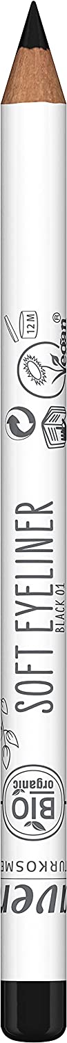 lavera Soft Eyeliner - Black 01 - Naturkosmetik - Komfortable Anwendung - Frei von Silikonen - Frei von Mineralöl - Vegan - Bio-Jojobaöl & Bio-Sonnenblumenöl - 1,14g, ‎black