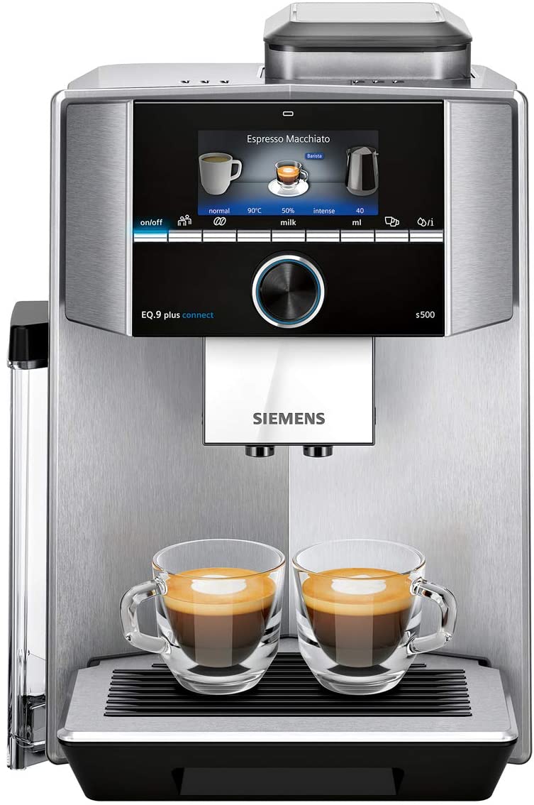 Siemens EQ.9 – Fully Automatic Coffee Machine with Touch Screen – Allows You to Prepare Two Cups at the Same Time – iAroma System and Aroma DoubleShot