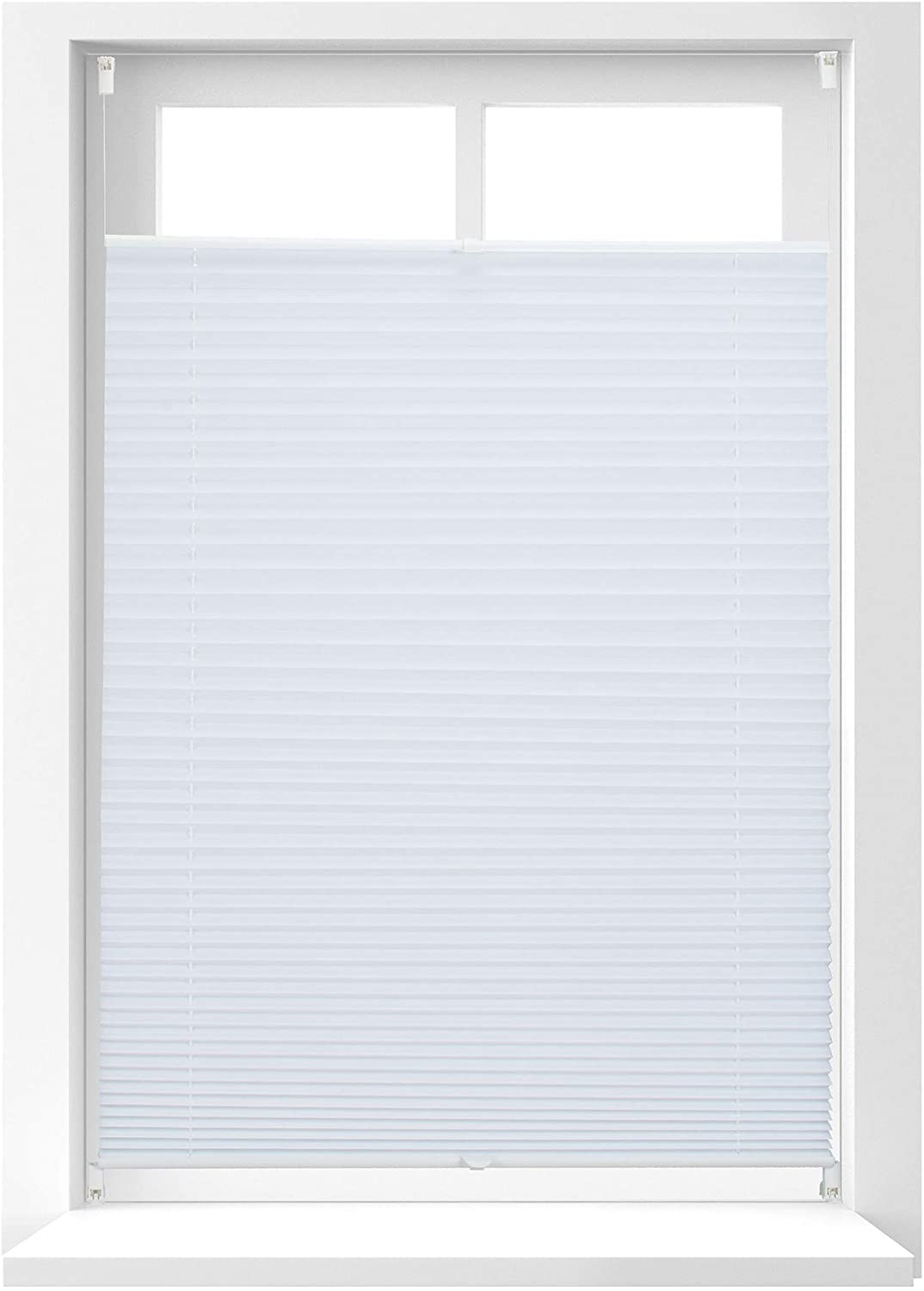 1 X Pleated Blind Without Drilling, Klemmfix For Gluing, Folding Blind Tran