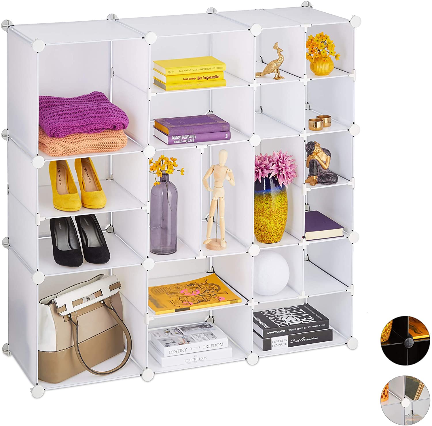 Relaxdays Shelf System 20 Compartments Large Open Diy Shelving Plastic Room