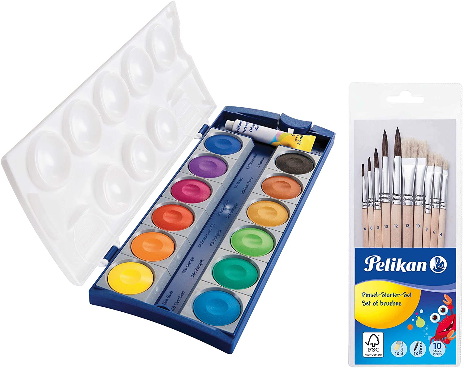 Pelikan Din 5023 Opaque Paint Box Set K12, 12 Colours And 1 Tube Opaque Whi