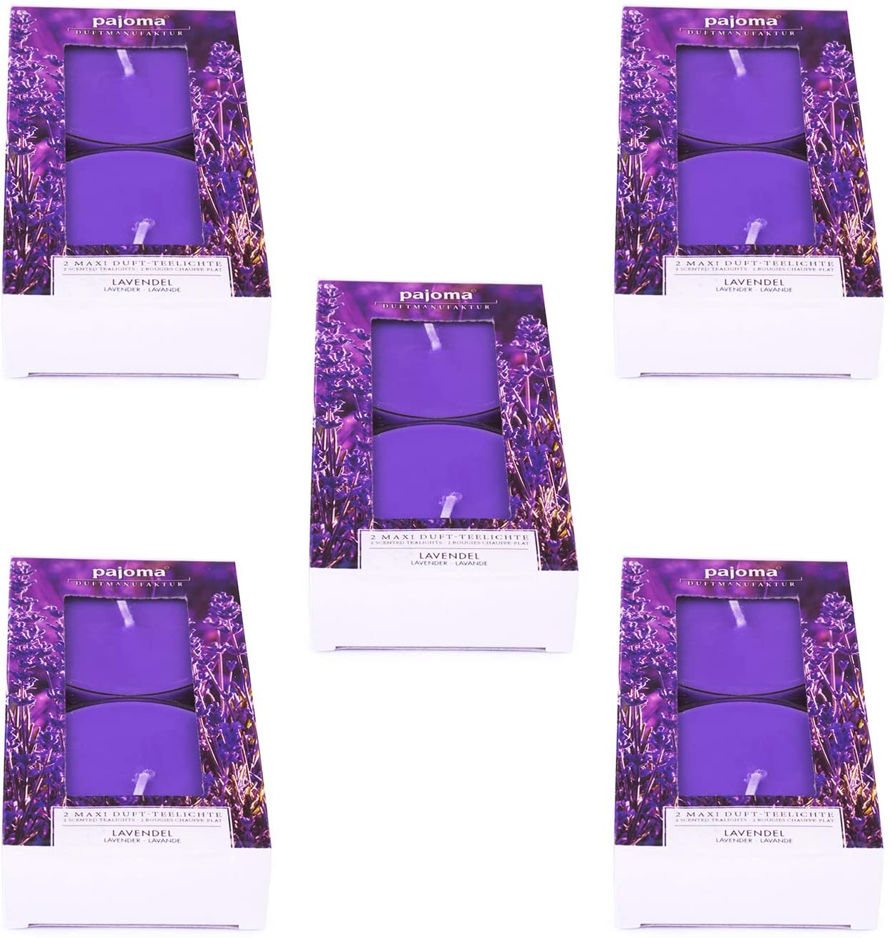 Pajoma Maxi Teelichte Lavendel, 10Er Pack (5 X 2 Maxi Teelichte) In Polycar