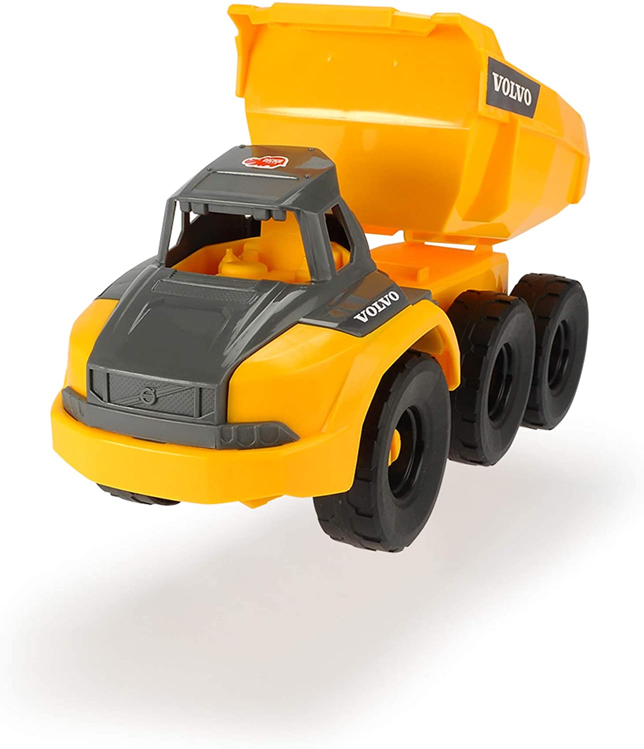 Dickie Toys Volvo Dump Truck Toy With Free Wheel, Movable Axle Behind Cab M