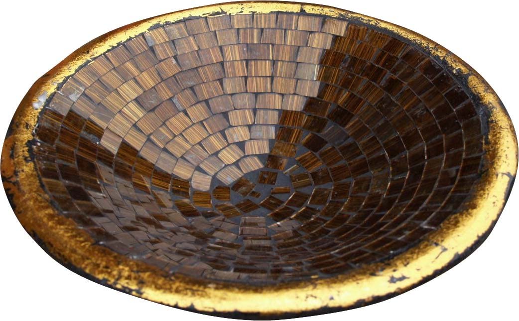 Guru-Shop Round Mosaic Bowl / Coaster-Decorative Bowl-Handmade Ceramic