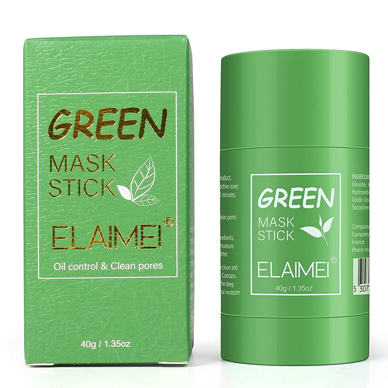 IFUDOIT Green Tea Cleaning Mask Stick, Green Tea Purifying Clay Stick Mask Oil Control Face Mask Deep Cleansing Pores Fights Acne and Blackheads, Improves Skin, for All Skin Types Men Women