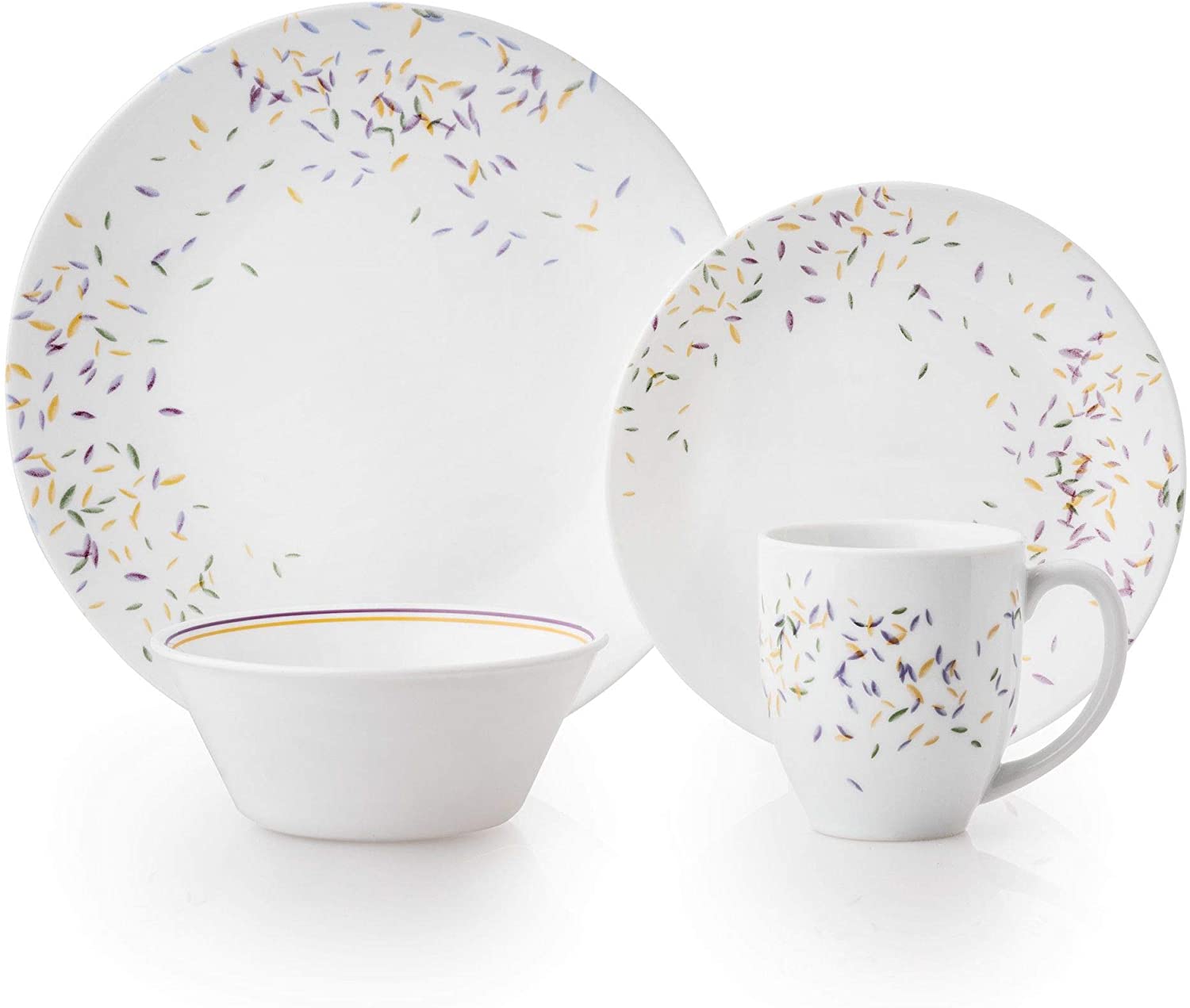 Corelle 3226 Autumn Dance 16 Piece Shatterproof Tableware Set for 4 People Vitrelle Glass