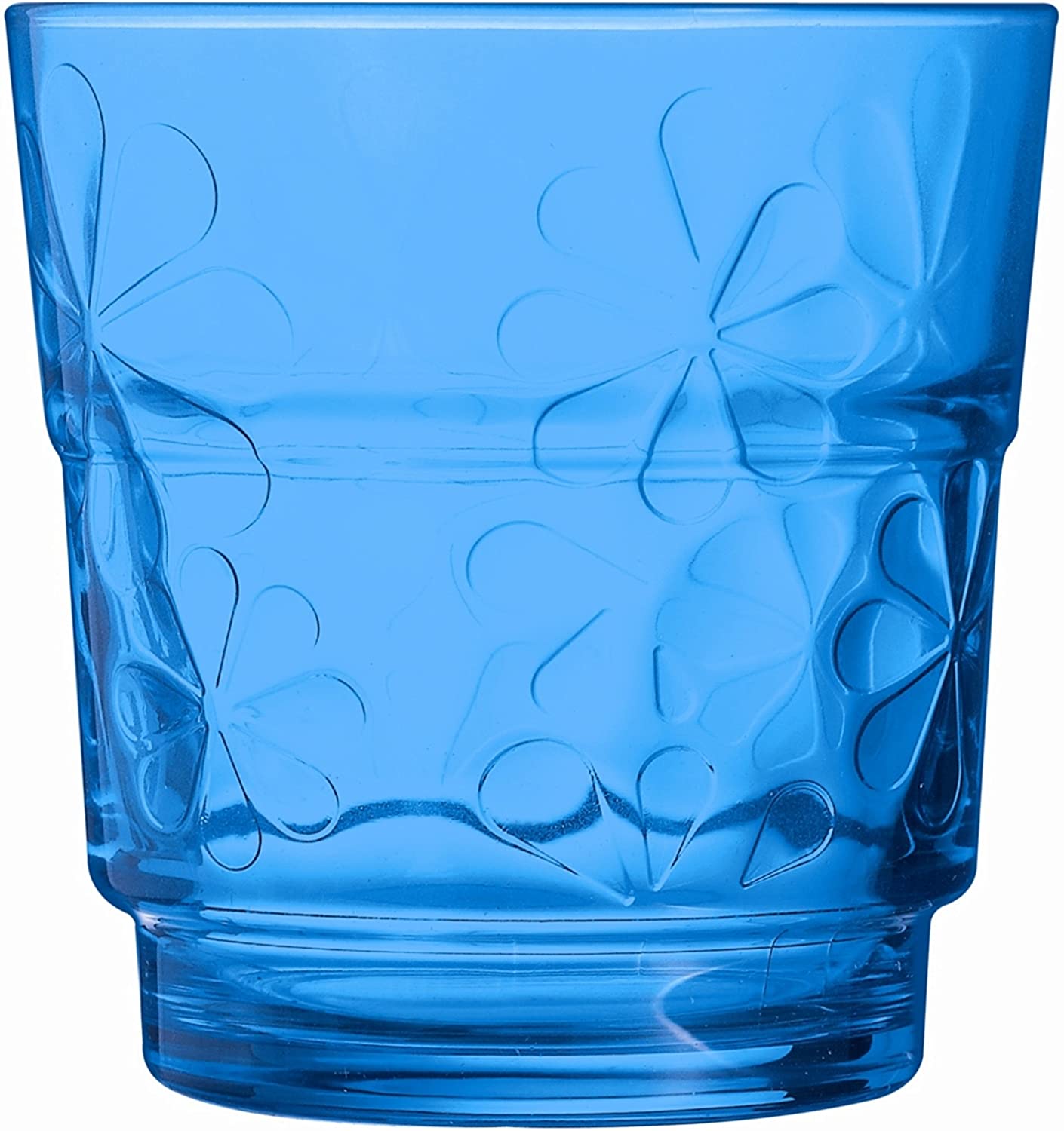 Luminarc Set of 6 9213682 Low Glasses Funny Flowers Blue Glass 25 cl