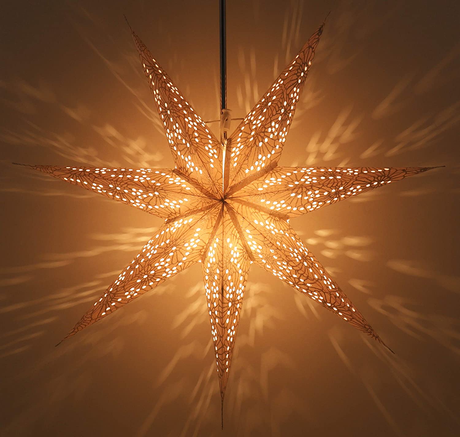 Guru-Shop Foldable Advent Luminous Paper Star, Christmas Star Nemesis 60 cm - Mizar, Star Window Decoration, 60 Tips