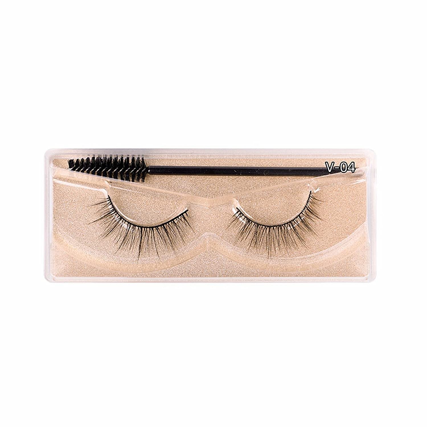 Generic 3D Thick False Eyelashes 1 Pair of Cotton Threads of V-Eyeliner Black, 