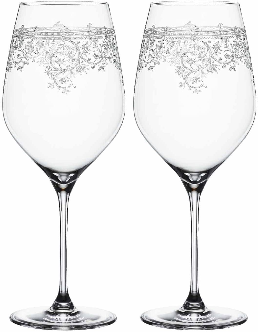 Spiegelau & Nachtmann Set of 2 Bordeaux Glasses, Crystal Glass, 810 ml, Spiegelau Arabesque, Red Wine Glasses with Pantograph Ornaments, 4192265