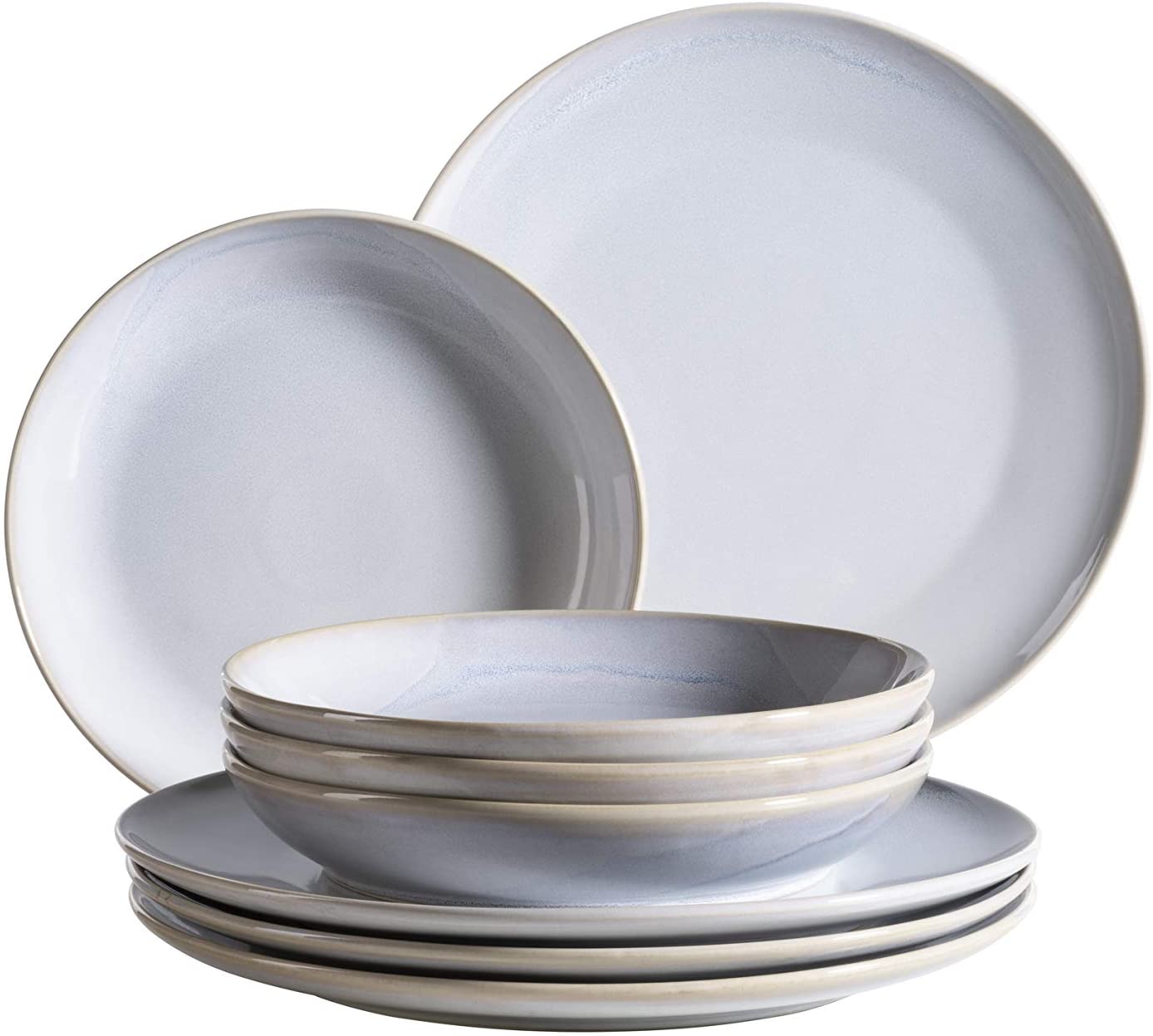 Mäser, Il Lago Series 4 Piece Plate Set in Light Blue Ceramic Tableware Serving Plates Charger for 4 People