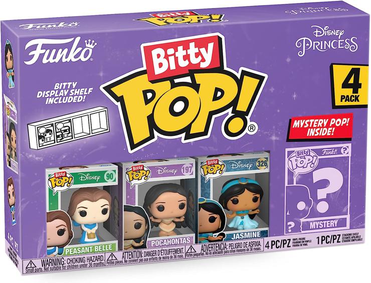 Funko Bitty Pop! Disney Princess - Peasant Belle, Pocahontas, Jasmine and a Surprise Mini Figure - 0.9 Inch (2.2 cm) Collectible Stackable Display Shelf Included - Gift Idea