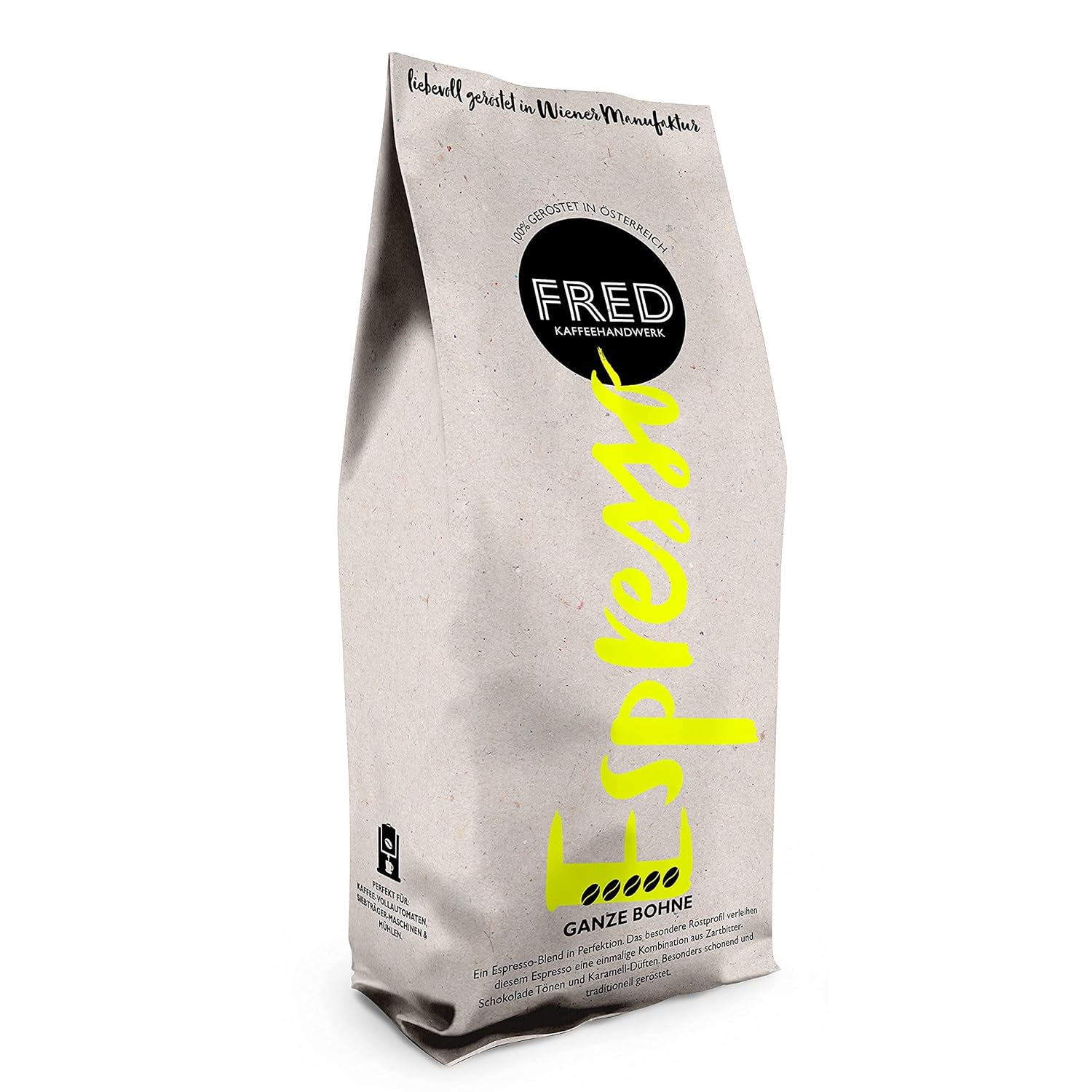 Fred coffee whole bean 500g, espresso, manufactory coffee from Vienna, top quality, hand-picked beans - your new favorite coffee
