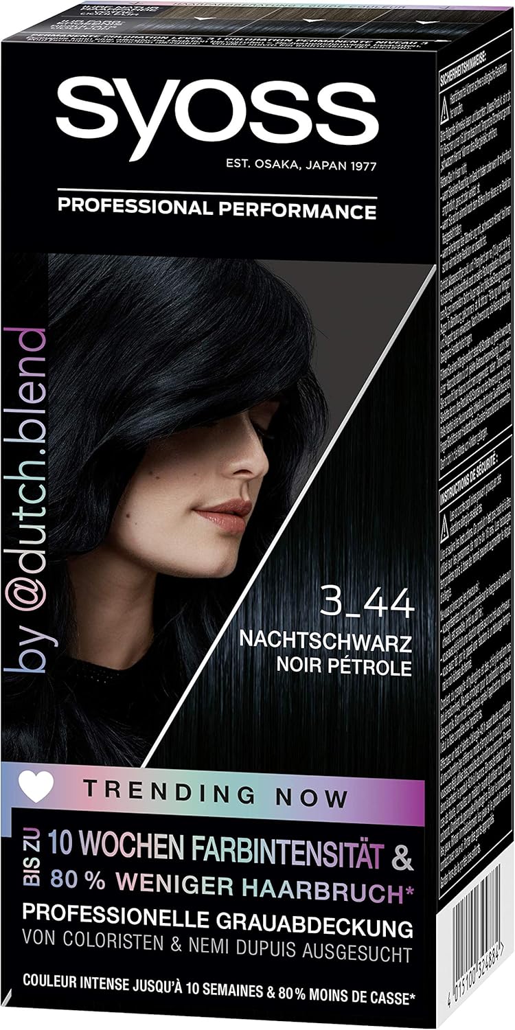 SYOSS Coloration Hair Dye, 3_44 Midnight Black Level 3, Selected by Colourists & Nemi Dupuis, Pack of 3x 115 ml