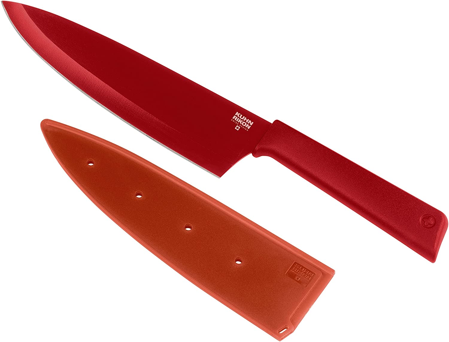Kuhn Rikon Colori+ Non-Stick Chef\'s Knife with Safety Sheath, 30 cm, Red