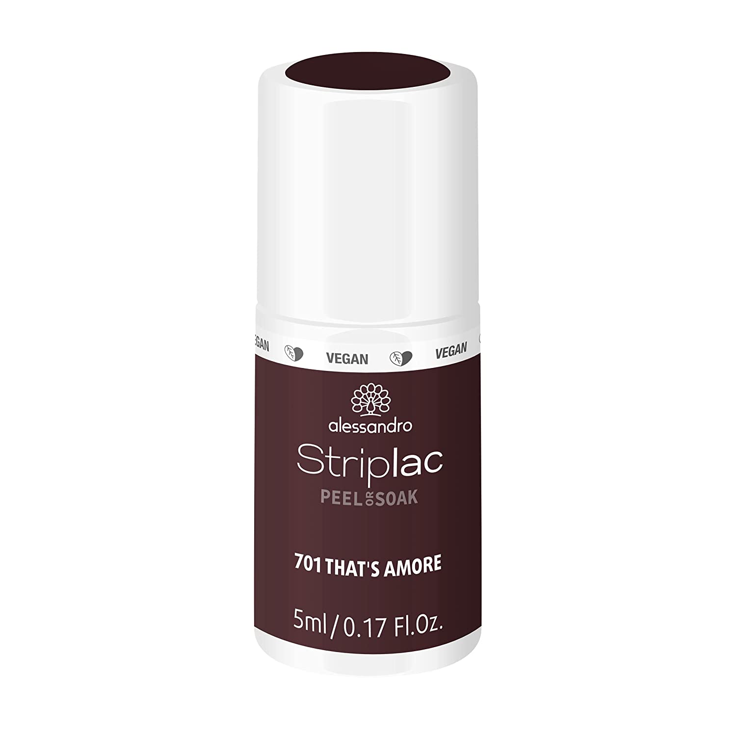 alessandro Striplac Peel or Soak BACI D\'Amore- That\'s Amore-Vegan LED Nail Polish in Deep Dark Red - For Perfect Nails in 15 Minutes, 5 ml, amore ‎that's
