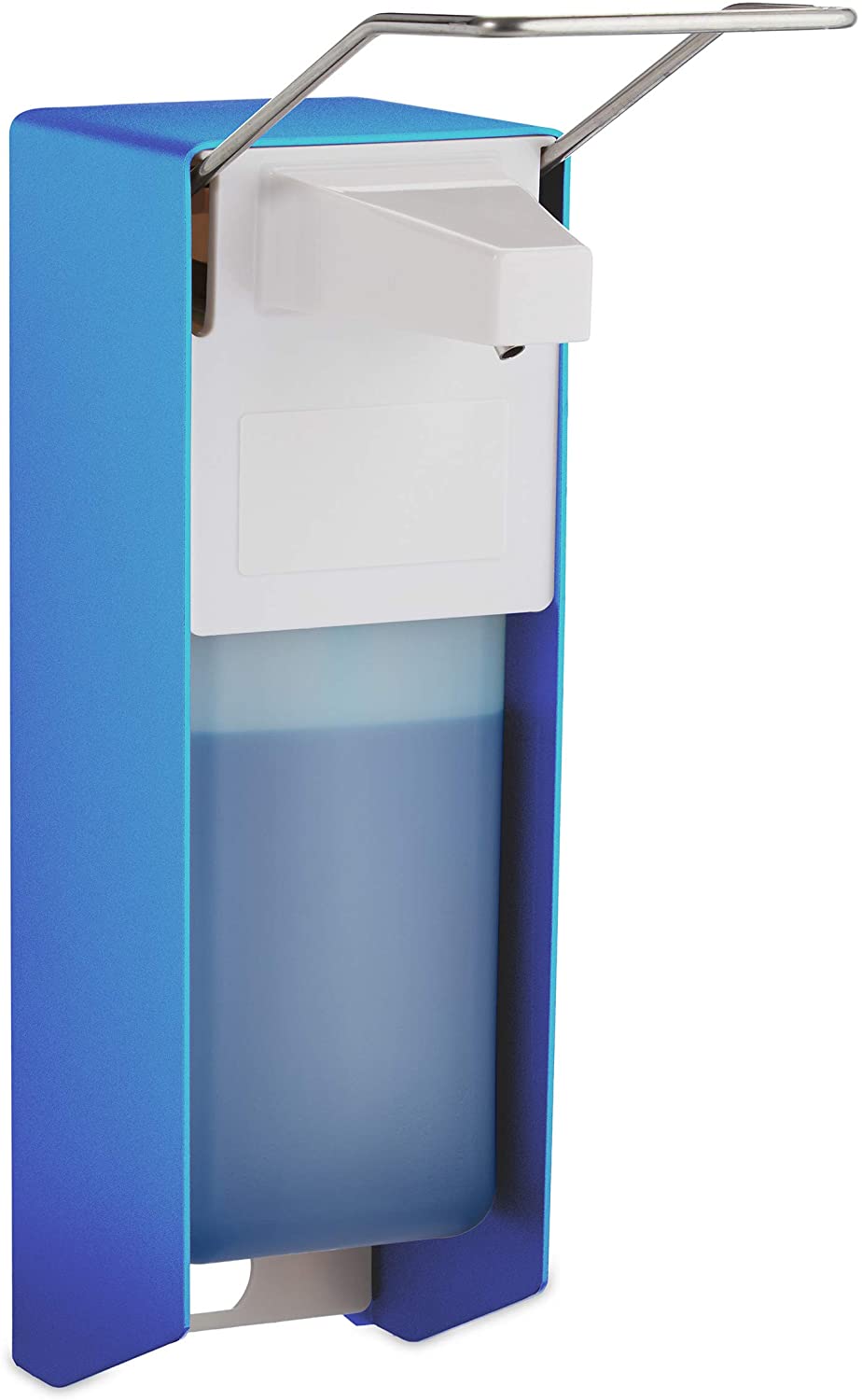 Relaxdays Euro Dispenser, 1000 ml, Disinfectant, Soap, Elbow Lever, Wall Mount, Hygiene Dispenser, Blue