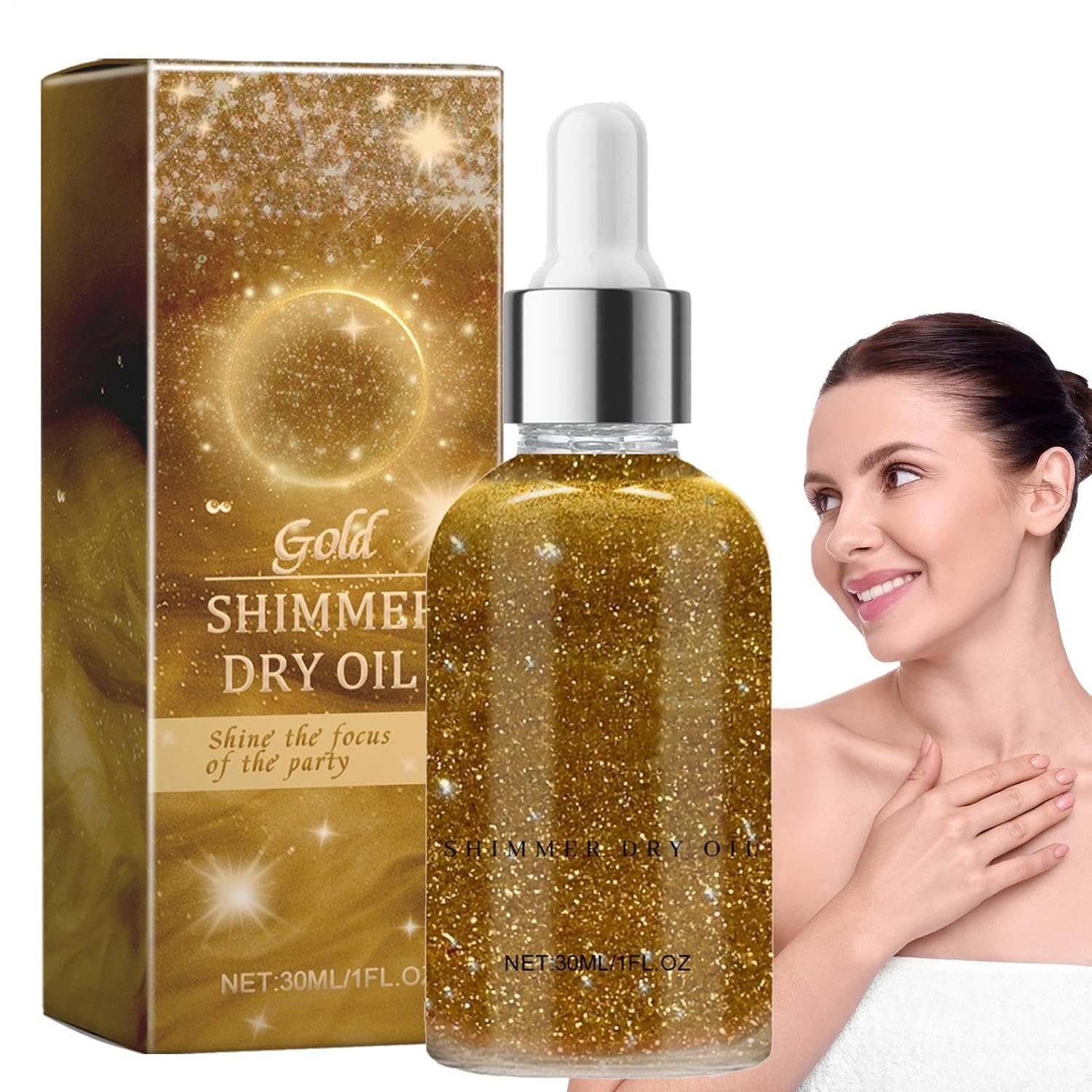 Body Oil, Highlighter, Body Oil with Glitter | Highlighter Oil for Body - Ingredients Brightening Ingredients for Body - Shiny Sequins for Face