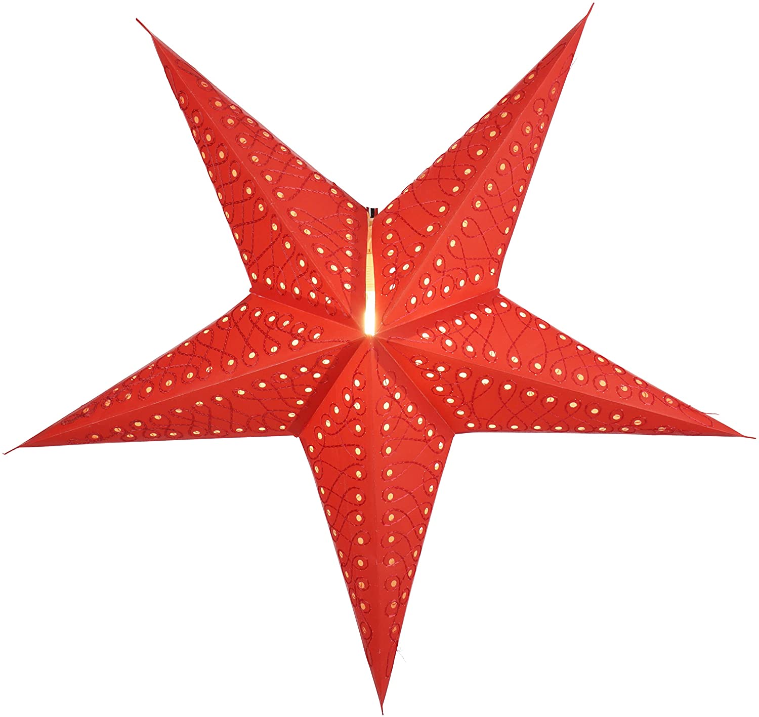 Guru-Shop Folding Advent Light Paper Star, Christmas Star 60 Cm-Maratea Red