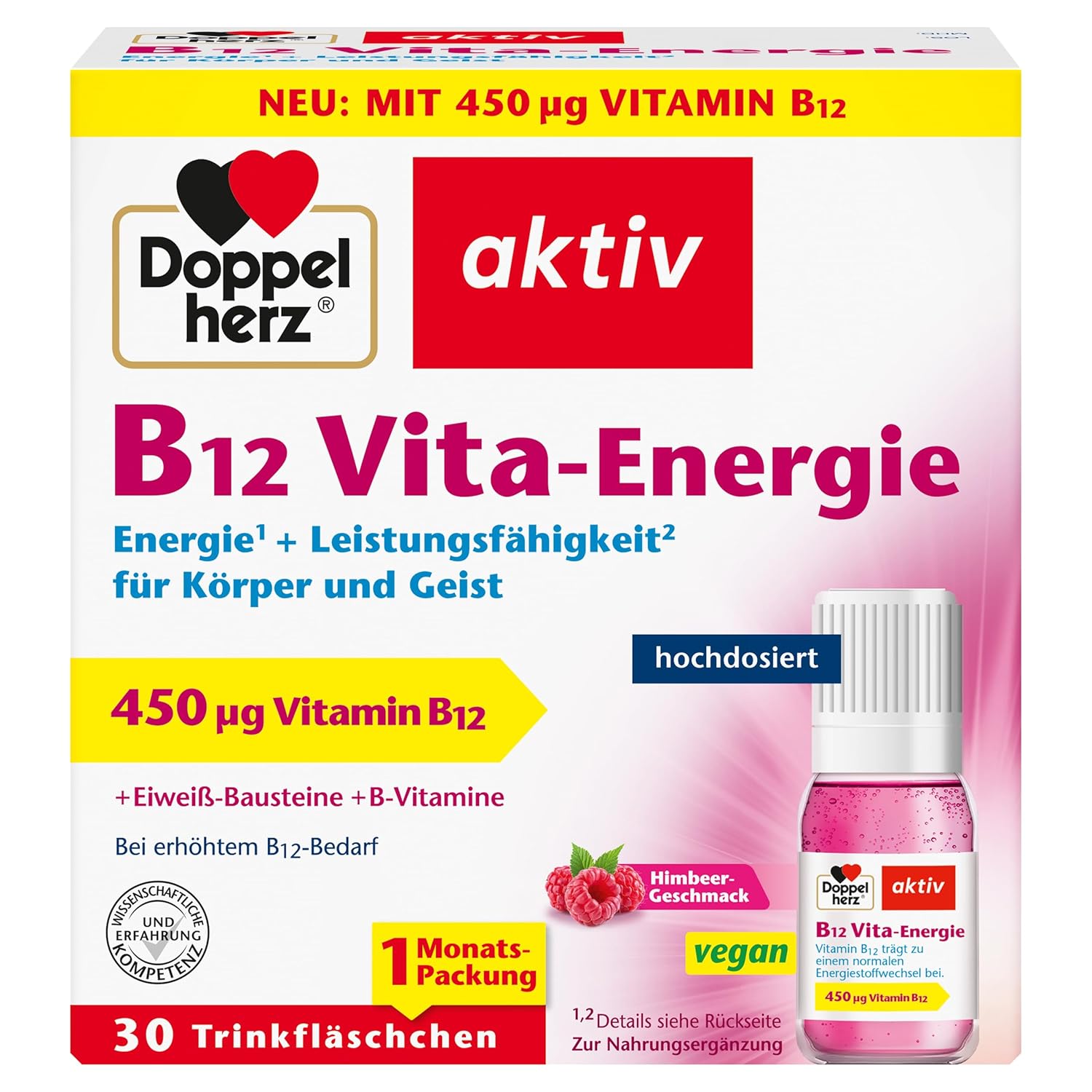 Doppelherz B12 Vita Energy - Vegan and High Dose with 350 μg Vitamin B12 per Bottle - 30 Ampoules
