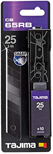 Tajima Razar Black Blade Replacement Blades for Cutter Knife (Pack of 10, Blades for Cutter Knife, Blade Length 126 mm, Width 25 mm, for Leather, Wallpaper, Film, Drywall) CB65RB