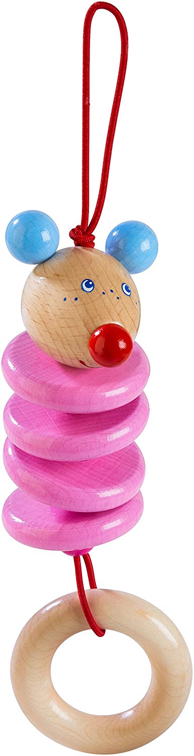 Haba 303885 Hanging Ornament Mouse Merle | Wooden Baby Toy With Grip Ring |