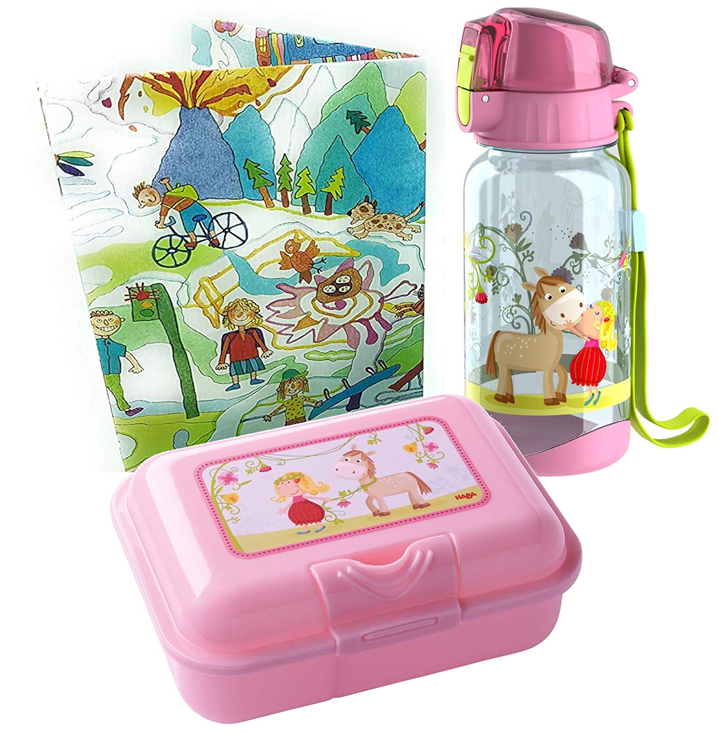 Haba Lunch Box And Drinking Bottle Vicki & Pirli Horse Kiga Tennis Compartm